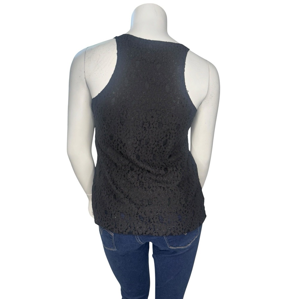 Sachin + Babi Anthropologie Tank Top L Silk Cotton Lace Black Whimsigoth - Picture 2 of 6